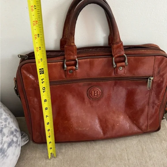 Custom made brown leather laptop bag